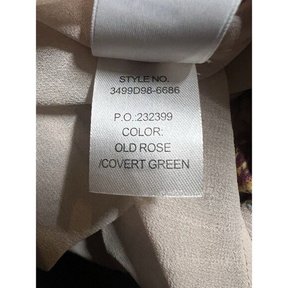 Paige Women’s Dress S Old Rose Covert Green Floral Silk V-Neck Long Sleeve Mini - Picture 10 of 11